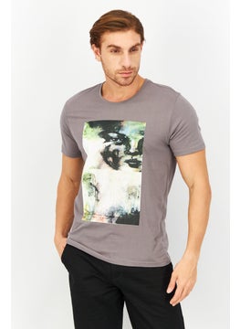 Tailored Recreation Men Crew Neck Short Sleeves Graphic Print T-Shirt, Grey  - Image 1