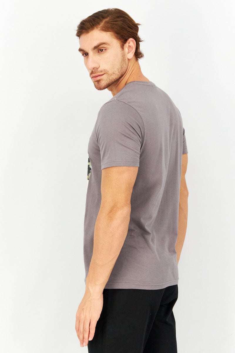 Tailored Recreation Men Crew Neck Short Sleeves Graphic Print T-Shirt, Grey - Image 2