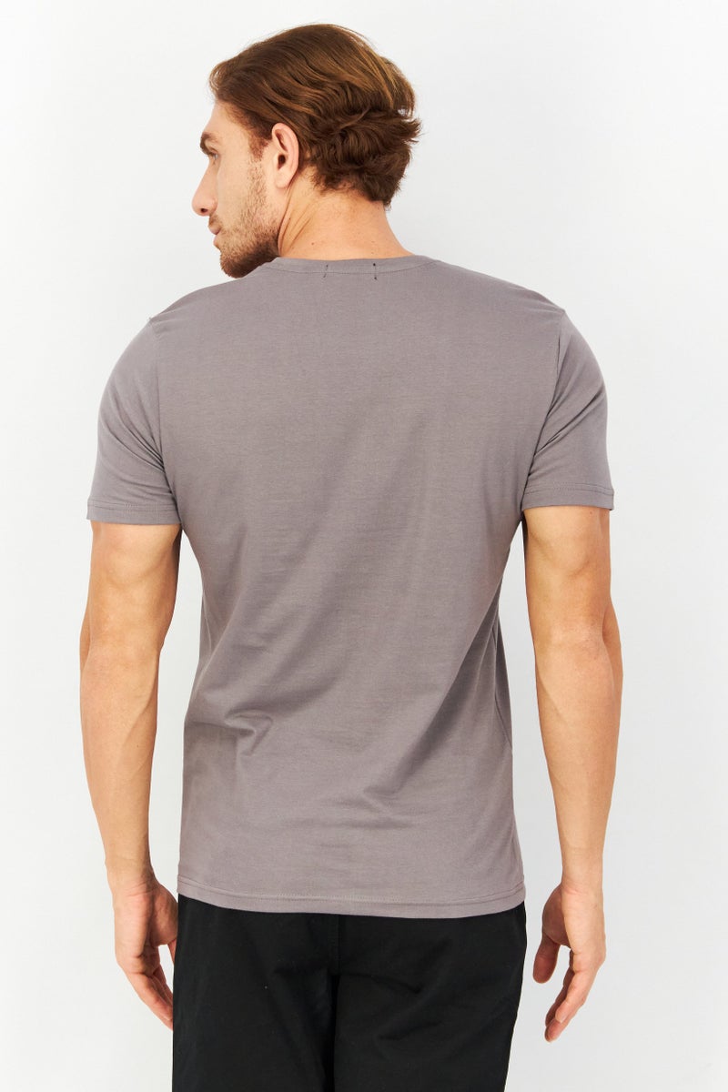 Tailored Recreation Men Crew Neck Short Sleeves Graphic Print T-Shirt, Grey - Image 4