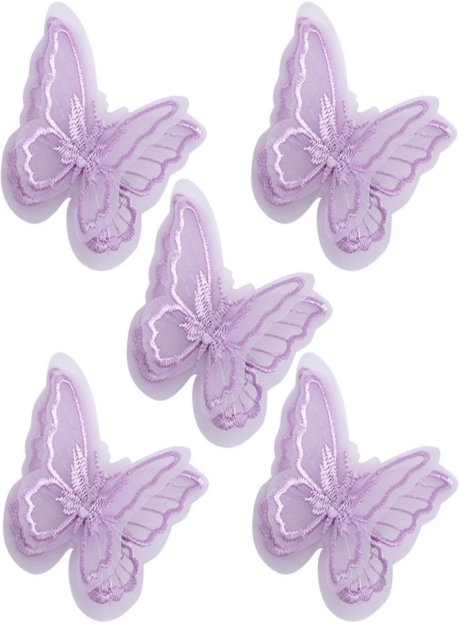 Winsyison 5pcs Embroidery Butterfly Hair Clips, Double Layer Hair Barrettes for Women, Non-Slip Lace Hairpins Accessories for Thick Thin Fine Curly Straight Long Hairstyles- Purple - Image 1