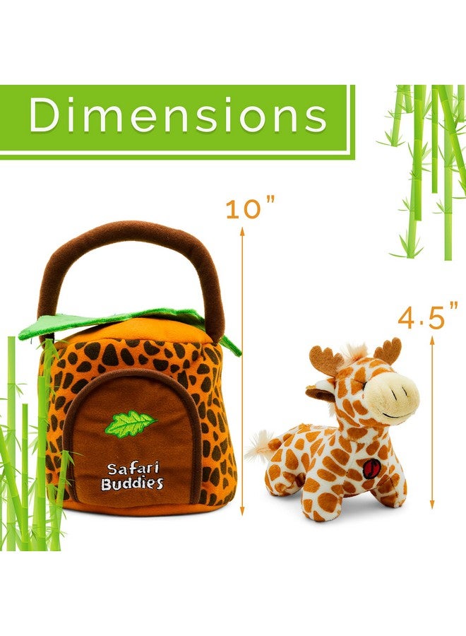 Safari Plush Jungle Animals Toy Set (5 Pcs) With Carrier For Kids;Stuffed Monkey Giraffe Tiger & Elephant;Great For Boys & Girls - Image 4