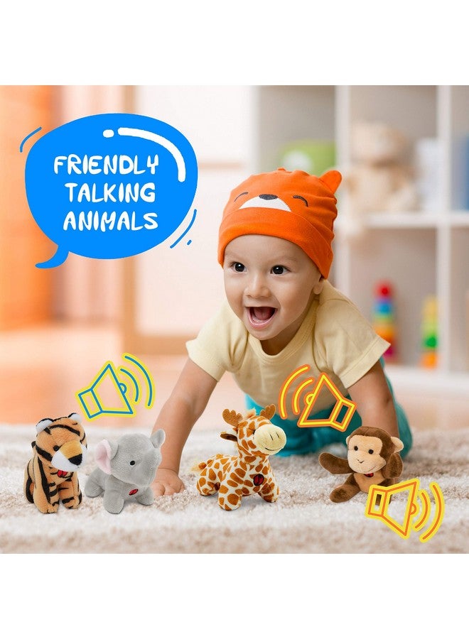 Safari Plush Jungle Animals Toy Set (5 Pcs) With Carrier For Kids;Stuffed Monkey Giraffe Tiger & Elephant;Great For Boys & Girls - Image 2