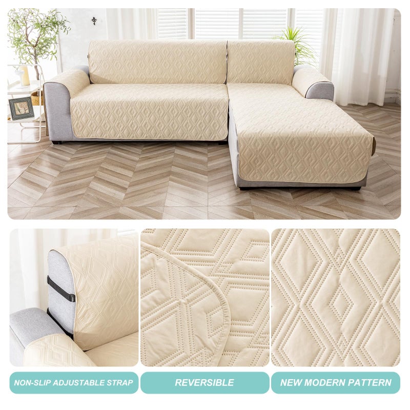 Genina Sectional Couch Covers for Dogs L Shaped Sofa Covers Chaise Lounge Cover Reversible Sofa Cover Sectional Furniture Protector for Pets, Kids (Beige, Small) - Image 5