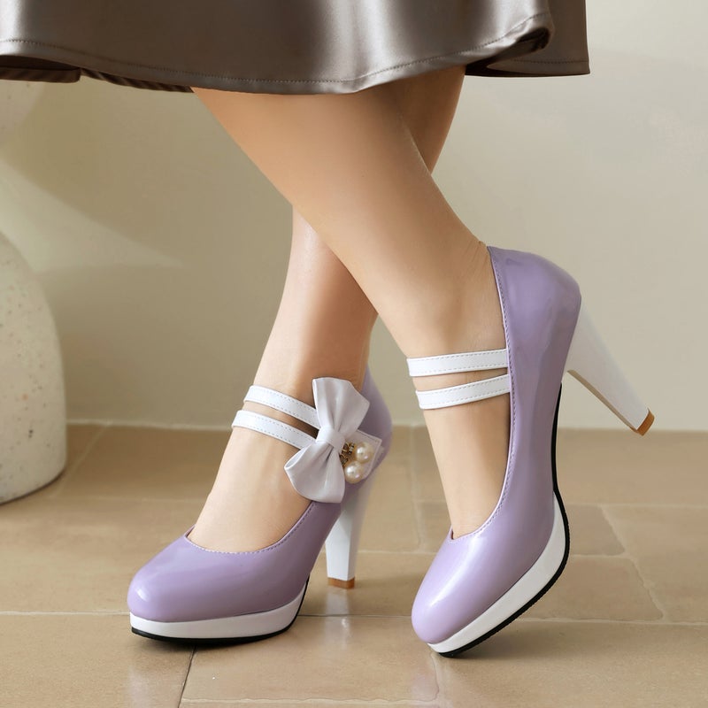 Source 2024 Spring Buckle High-Heeled Women'S Shoes 30-48 Japanese Candy-Colored Bow Shallow-Mouth Shoes - Image 2