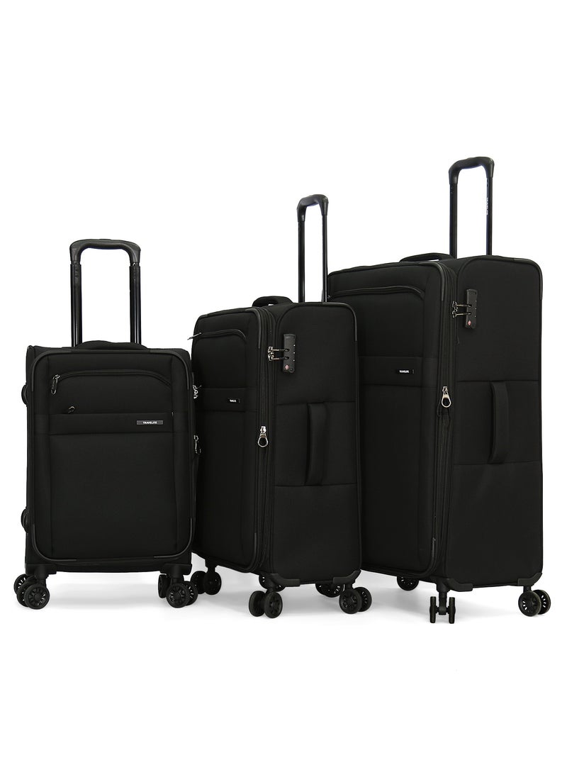 travelite حقيبة سفر ترافيلايت ذات العجلات الناعمة، مجموعة من 3 قطع، باللون الأسود  - Image 1