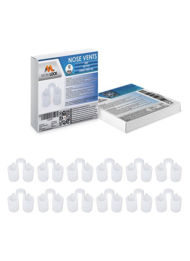 Mobi Lock - Nose Vent Sinus Relief Dilator (Pack of 12 Large Size) Soft Vents - A Simple Solution for Nasal Snorers - Reusable Snoring Device to enjoy a peaceful night's sleep - by Mobi Lock - Image 1