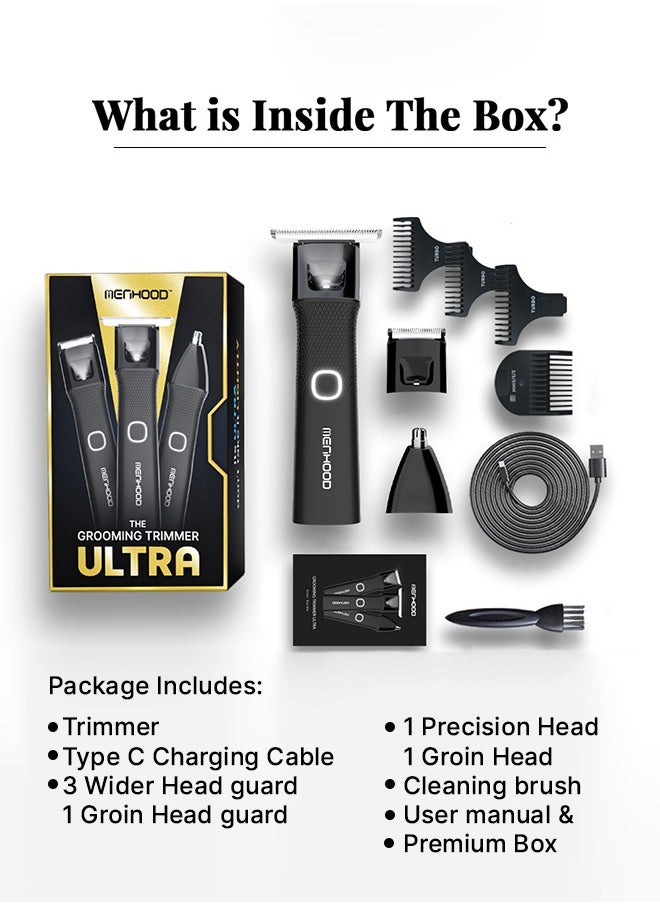MENHOOD - MENHOOD Grooming Trimmer Ultra for Men All-in-one Trimmer | Best Full Body Trimmer| Male Body Hair Trimmer, Beard, Ear & Nose Hair Trimming| IPX7 Waterproof Body Grooming Trimmer | Fast  Type C Charging | 180 Min Runtime - Image 1