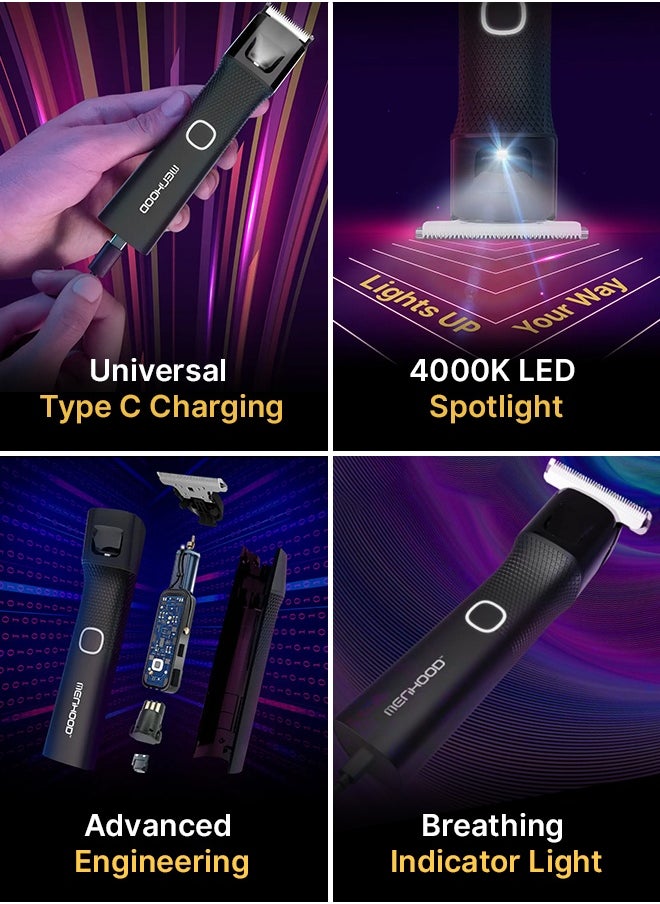 MENHOOD Grooming Trimmer Ultra for Men All-in-one Trimmer | Best Full Body Trimmer| Male Body Hair Trimmer, Beard, Ear & Nose Hair Trimming| IPX7 Waterproof Body Grooming Trimmer | Fast  Type C Charging | 180 Min Runtime