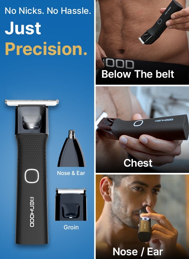 MENHOOD Grooming Trimmer Ultra for Men All-in-one Trimmer | Best Full Body Trimmer| Male Body Hair Trimmer, Beard, Ear & Nose Hair Trimming| IPX7 Waterproof Body Grooming Trimmer | Fast  Type C Charging | 180 Min Runtime - Image 1