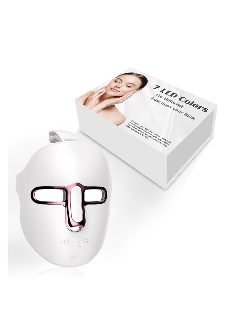 Led Face Mask Light Therapy, Red Light Therapy for Face, 7 Color Led Light Therapy, PDT Technology Red Light Mask for Winkles, Suitable for All Skin Types, Lightweight and Rechargeable - Image 1