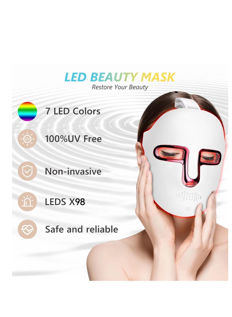Led Face Mask Light Therapy, Red Light Therapy for Face, 7 Color Led Light Therapy, PDT Technology Red Light Mask for Winkles, Suitable for All Skin Types, Lightweight and Rechargeable - Image 4