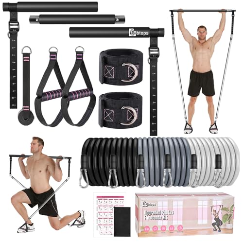 Bbtops Pilates Bar Kit with Resistance Bands, Flexbands Kit Exercise Fitness Equipment for Women & Men Home Gym Yoga, Multifunctional Pilates Bar Full Body Workout Equipment Black - Image 1