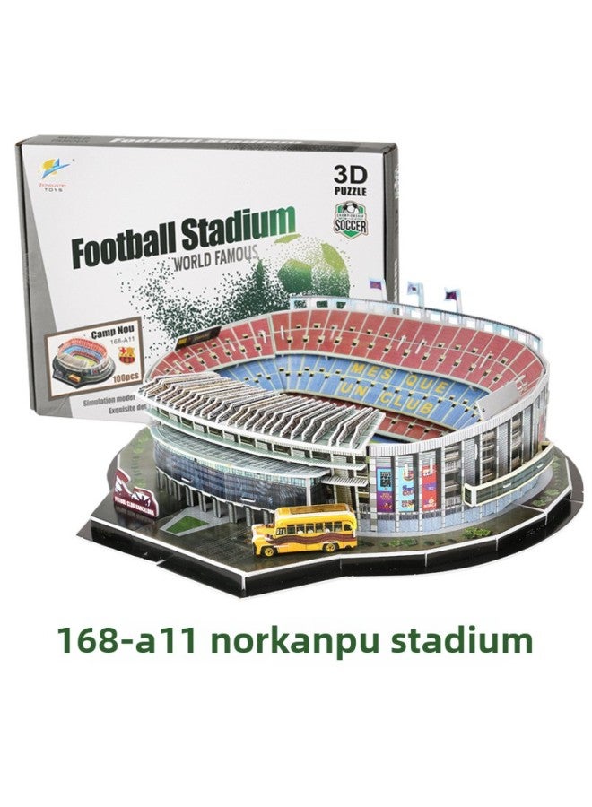 3D Jigsaw Puzzle World Cup Football Stadium Construction Stadium Model Children's DIY Puzzle Toy-Color:Barcelona-Camp Nou - Image 1