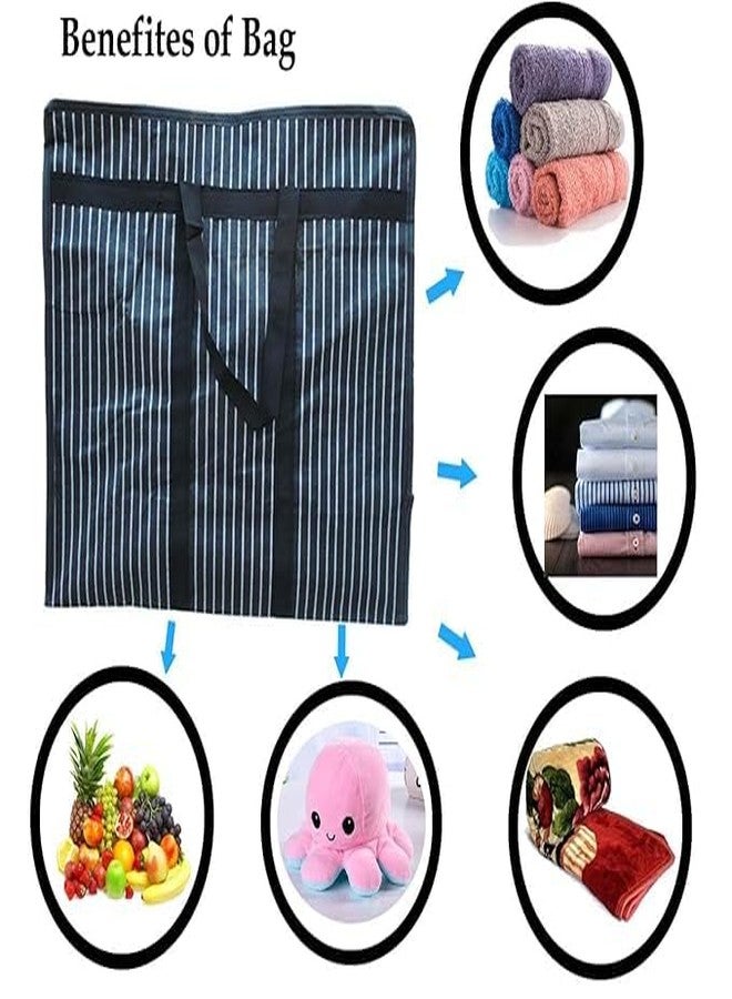MARQUEONN® Multipurpose Extra Large Big Heavy Duty Storage Organizer Reusable Canvas Shopper Bag with Strong Handles and Base with Covers Zip (Black) - Image 3
