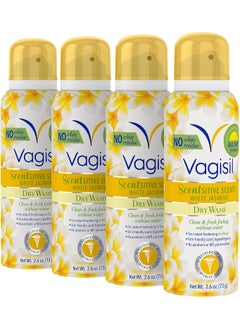 Vagisil Vagisil Scentsitive Scents Feminine Dry Wash Deodorant Spray for Women, Gynecologist Tested, Paraben Free, White Jasmine, 2.6 Ounce (Pack of 4) 