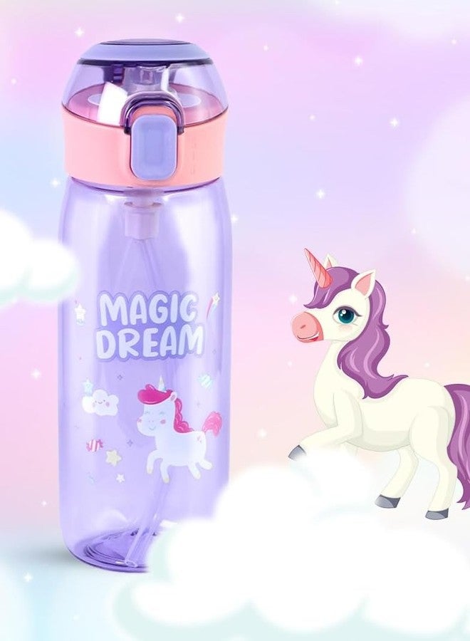 TEMSON Cute Water Bottle with Sipper, Water Bottle for Kids, Sipper Bottle for Kids - Anti-Leak Cartoon Kids Water Bottle for Kids (630 ML)(FQ-3151-2) (Purple) - Image 3