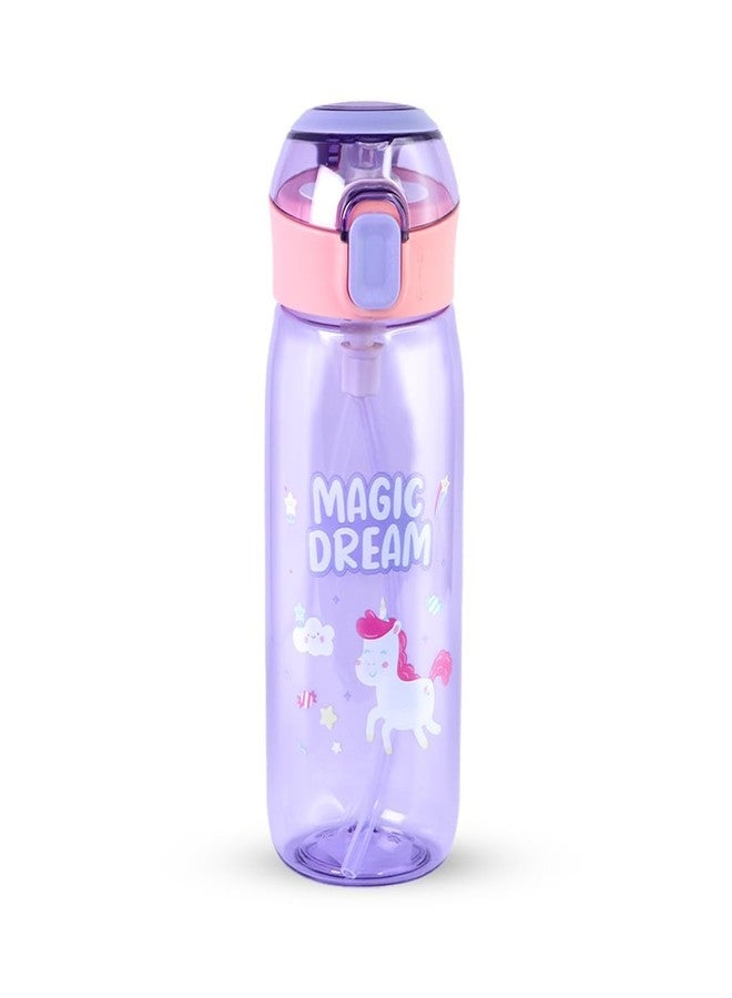 TEMSON Cute Water Bottle with Sipper, Water Bottle for Kids, Sipper Bottle for Kids - Anti-Leak Cartoon Kids Water Bottle for Kids (630 ML)(FQ-3151-2) (Purple) - Image 2