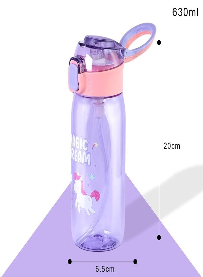 TEMSON Cute Water Bottle with Sipper, Water Bottle for Kids, Sipper Bottle for Kids - Anti-Leak Cartoon Kids Water Bottle for Kids (630 ML)(FQ-3151-2) (Purple) - Image 4