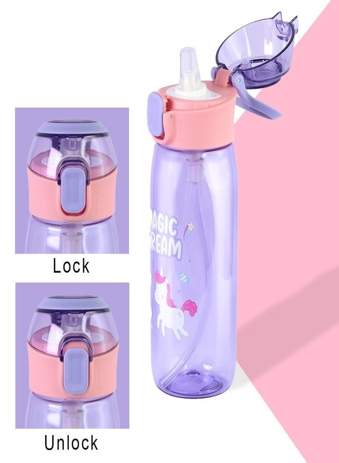 TEMSON Cute Water Bottle with Sipper, Water Bottle for Kids, Sipper Bottle for Kids - Anti-Leak Cartoon Kids Water Bottle for Kids (630 ML)(FQ-3151-2) (Purple) - Image 5