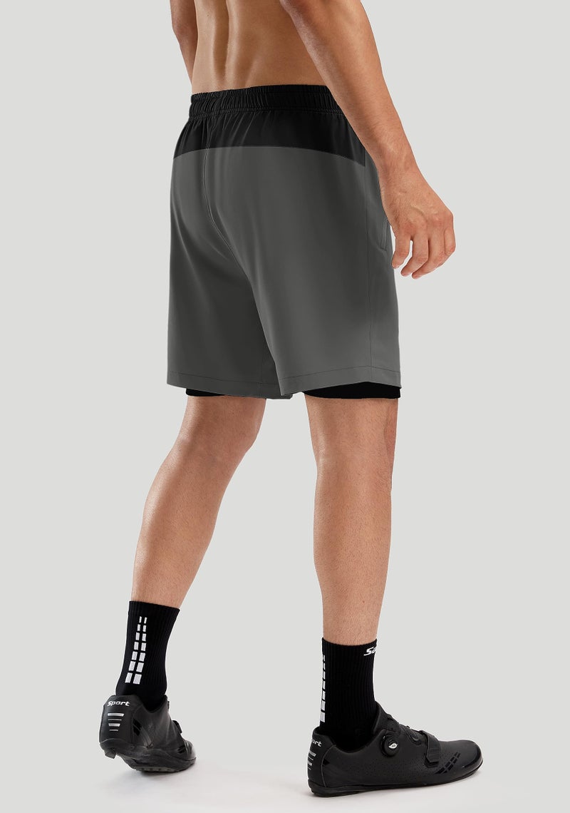 Bikewa Men's Mountain Bike Shorts 3D Padded Loose-fit Biking Riding Cycling Bicycle Biker Cycle Padding Shorts for Men Zipper Pockets(Grey Black,L) - Image 3