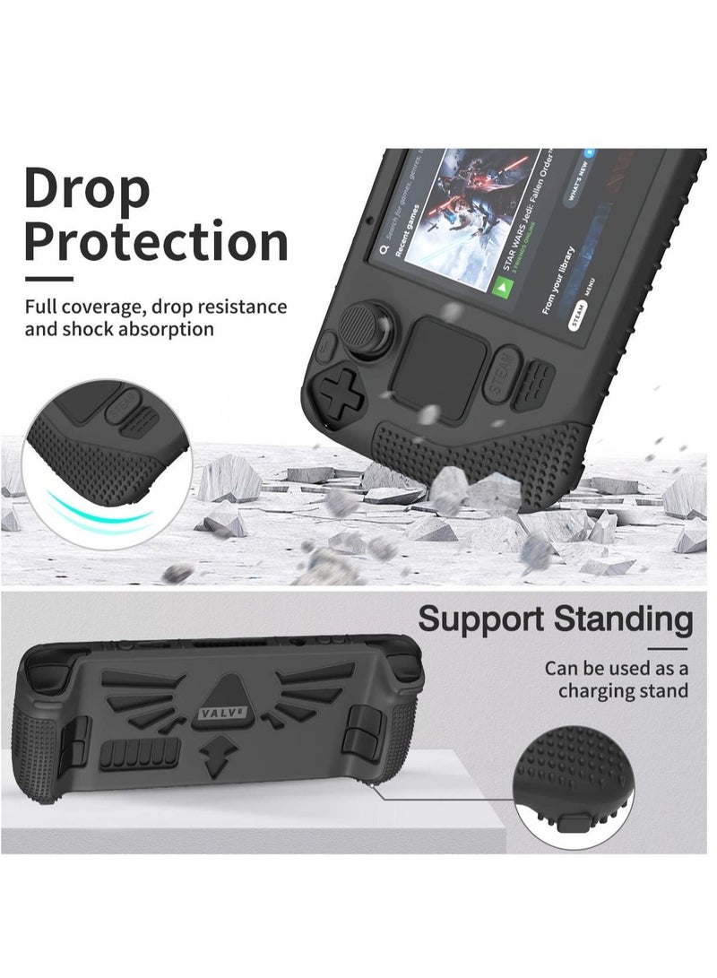 Captaintech Steam Deck Standing Protective Case, Thickening Silicone Accessories Protector, Soft Cover Skin Shell with 2 Pairs Thumb Grips, Full Protection Kit to Anti-Slip for Valve Stream Deck KSA | Riyadh, Jed - Image 3