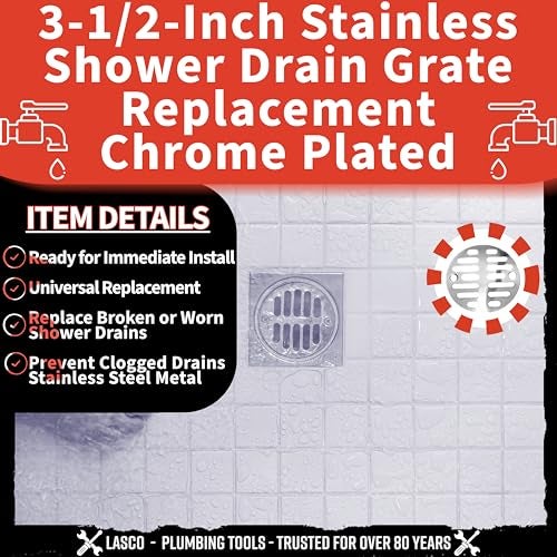 LASCO 03-1247 3-1/2-Inch with Two Screws Shower Drain Grate, Chrome Plated - Image 3