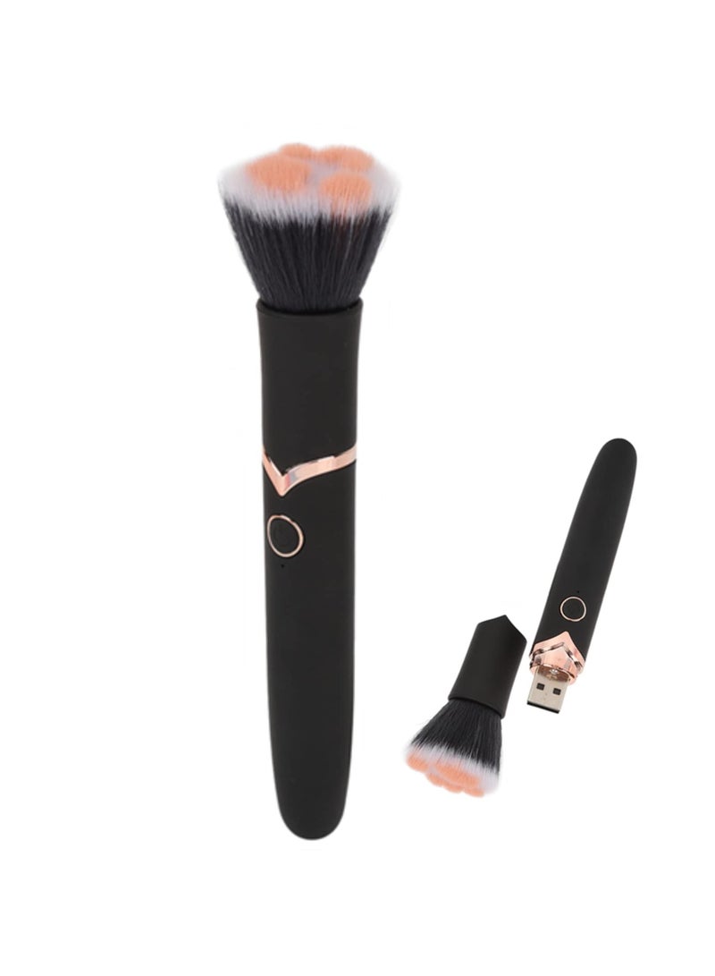 SYOSI Electric Makeup Brush, 10 Gears Vibration Massage makeup Brush, Works with Foundation, Concealer or Blush, Rechargeable Adjustable Loose Powder Brush (Black) - Image 2