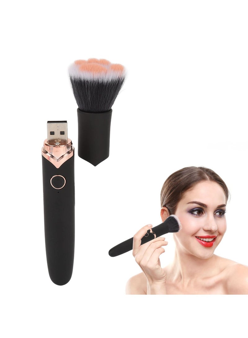 SYOSI Electric Makeup Brush, 10 Gears Vibration Massage makeup Brush, Works with Foundation, Concealer or Blush, Rechargeable Adjustable Loose Powder Brush (Black) - Image 3