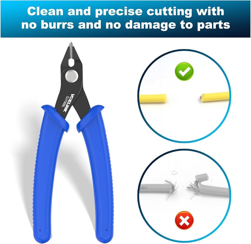 VCELINK Small Wire Cutter Spring-loaded GJ706BL, Precision Flush Cutter Pliers Diagonal Cutters for Electronics, Jewelry Making, Model Craft and 3D Printer, 5-Inch - Image 5