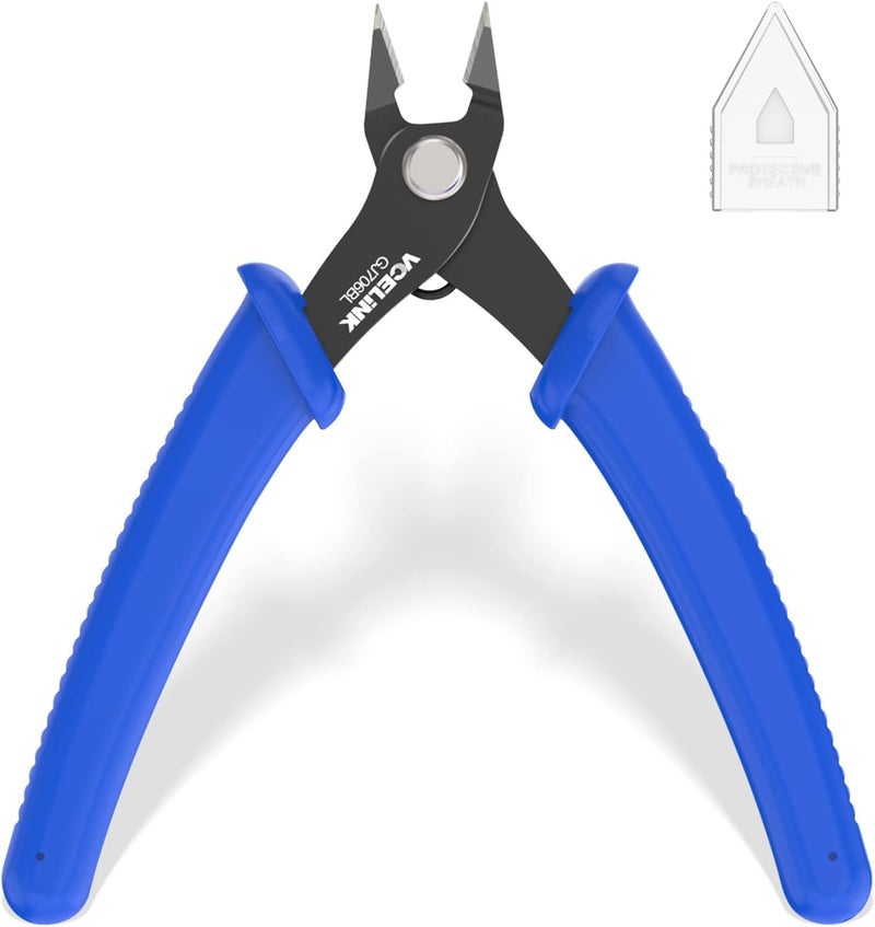 VCELINK Small Wire Cutter Spring-loaded GJ706BL, Precision Flush Cutter Pliers Diagonal Cutters for Electronics, Jewelry Making, Model Craft and 3D Printer, 5-Inch - Image 1