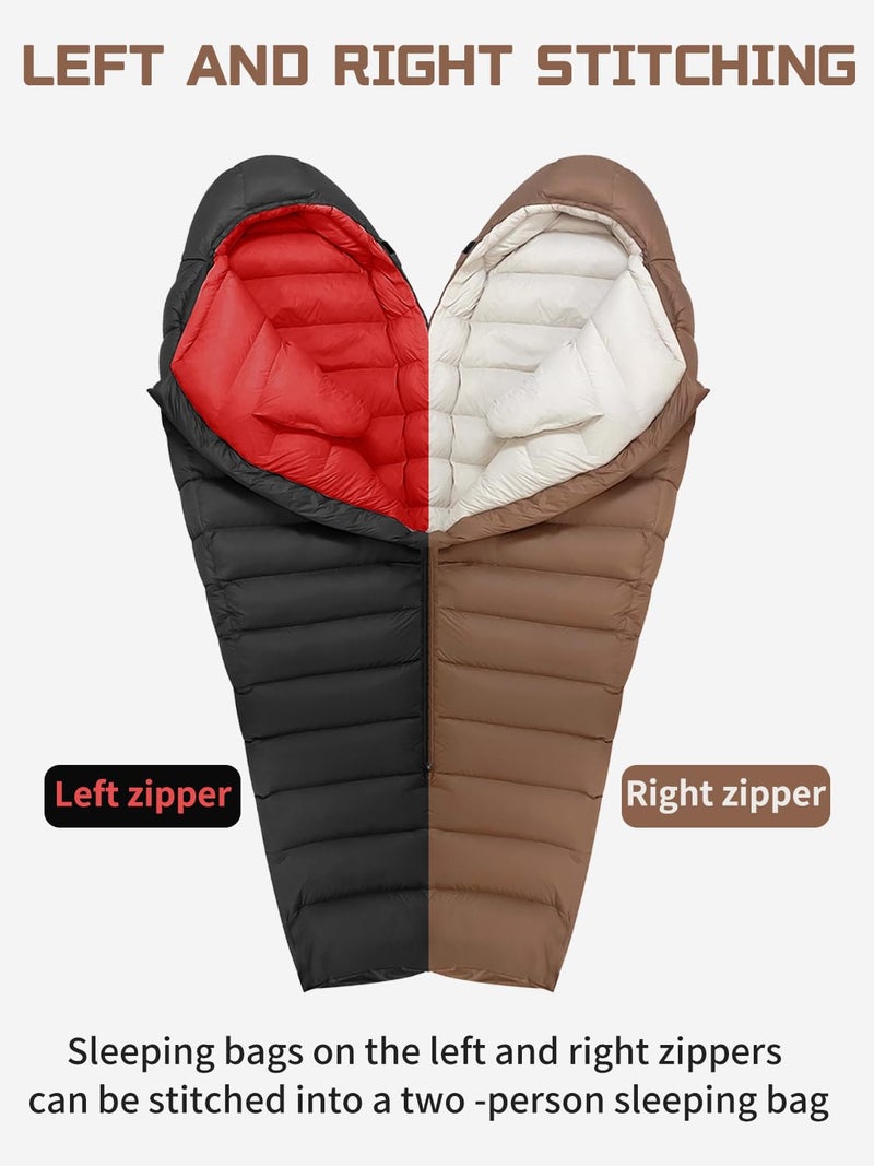 QEZER 0 Degree Sleeping Bag for Adults 650 Fill Power Down Sleeping Bag for 27℉-0℉ Cold Weather Lightweight - Image 5