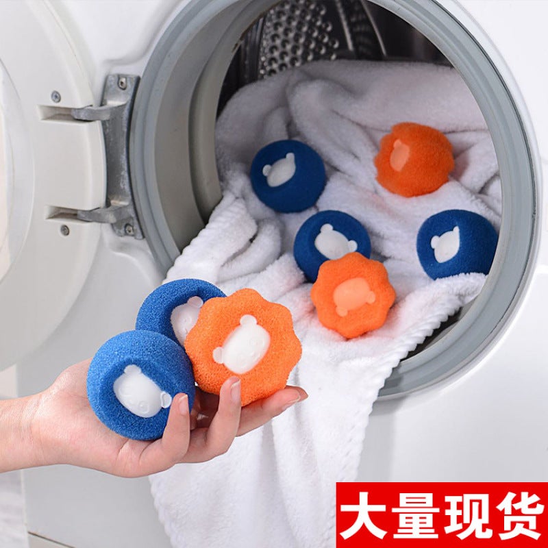 Laundry Hair Remover Blue Orange Reusable Sponge Balls - Protective Clothing Lint Catcher for Washing Machine Pet Hair Removal - Image 4