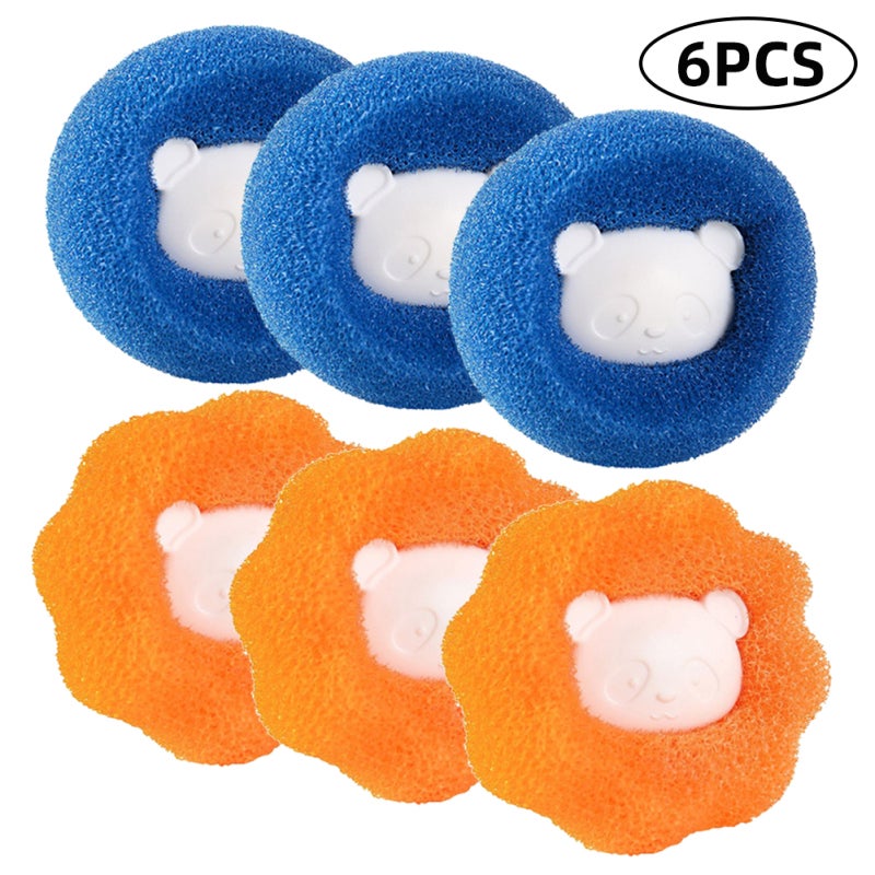Laundry Hair Remover Blue Orange Reusable Sponge Balls - Protective Clothing Lint Catcher for Washing Machine Pet Hair Removal - Image 2