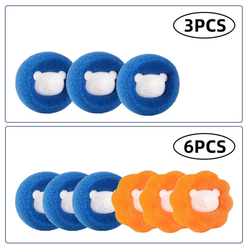Laundry Hair Remover Blue Orange Reusable Sponge Balls - Protective Clothing Lint Catcher for Washing Machine Pet Hair Removal - Image 5