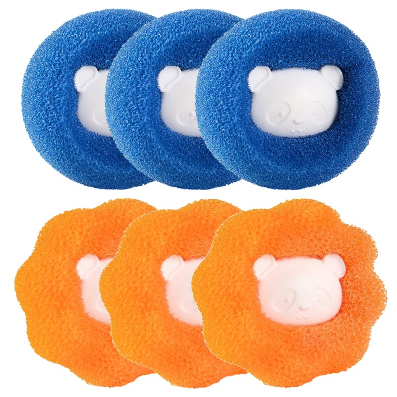Laundry Hair Remover Blue Orange Reusable Sponge Balls - Protective Clothing Lint Catcher for Washing Machine Pet Hair Removal - Image 1