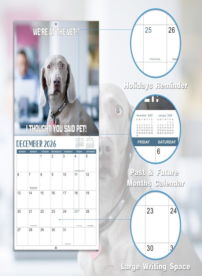 Feteulo 2026-2027 Wall Calendar - Funny Dogs Wall Calendar 2026-2027, Jul. 2026 - Dec. 2027, 12" x 24" (Open), 18-Month Calendar, Dog Calendar, Unruled Blocks, Thick Paper, Hanging Hole, Holidays - Image 4