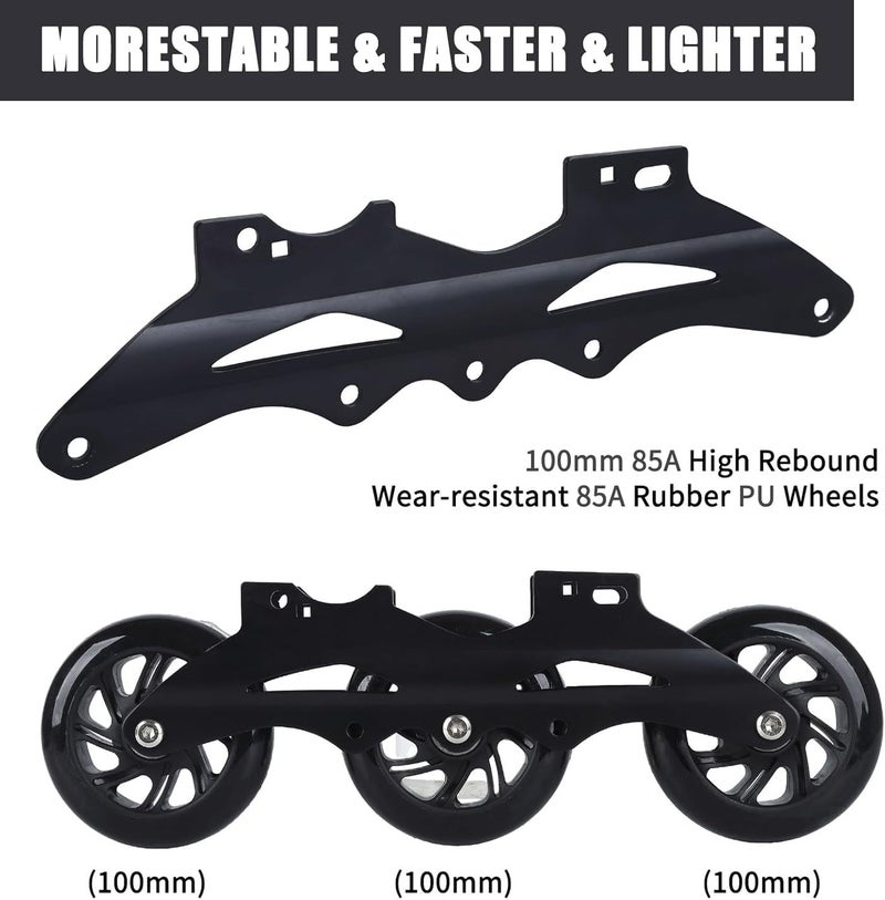 Derovan 3 Wheel Inline Roller Skates for Kids, Adjustable Size M, PU Wheels, ABEC 7 Bearings, Aluminum Frame, Heel Brake - Image 3