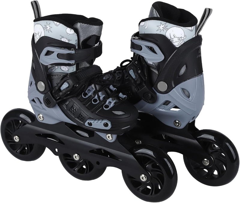 Derovan 3 Wheel Inline Roller Skates for Kids, Adjustable Size M, PU Wheels, ABEC 7 Bearings, Aluminum Frame, Heel Brake - Image 1