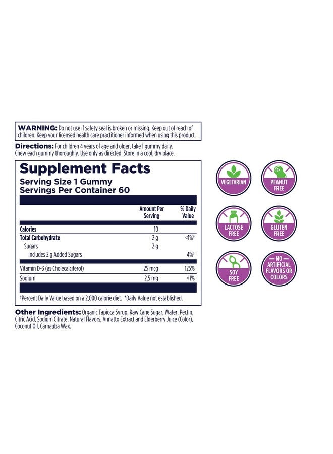 KAL Vitamin D-Rex - Vitamin D Gummies for Kids - Kids Vitamin D3 - Peach, Mango, and Strawberry Flavors - Immune, Heart, Bone & Oral Support - Vegetarian, Gluten Free - 60 Servings, 60 Gummies - Image 2