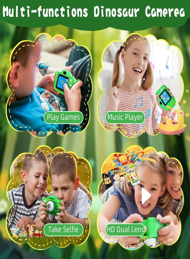 COUOMOXA Upgrade Dinosaurs Digital Camera for Kids: Dual Lens Camera Toys for 3-12 Boys Girls - 1080P HD Selfie Digital Video Camera for Children - Christmas Birthday Gifts for 3 4 5 6 7 8 9 Year Old - Image 2