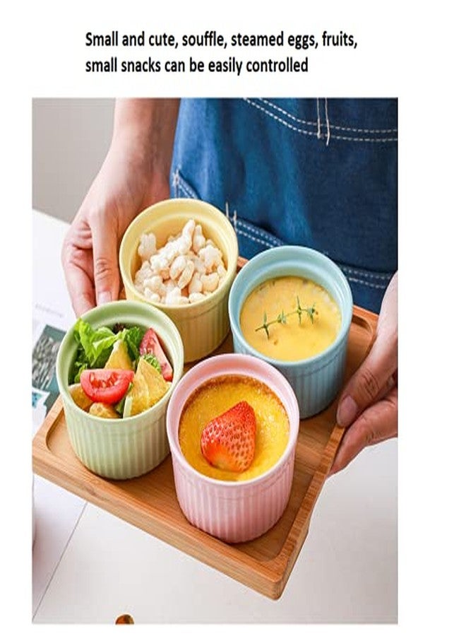 KisSealed 4 oz Ramekins, Porcelain Ramekin with Lid, Set of 5 Assorted Colors Ramekin Bowls, Ramekins for Creme Brulee Oven Safe, Dishwasher Safe - Image 4