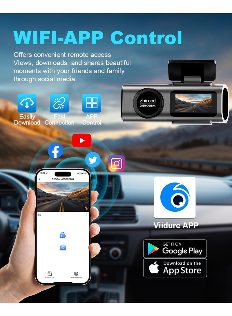 X-level 4K Dash Cam For Car 3840*2160P Dual Lens Support 1080P Rear Camera,G-Sensor, Loop Recording,WIFI GPS 24H Parking Monitoring, Night Vision, Free 32GB SD Card  - Image 3