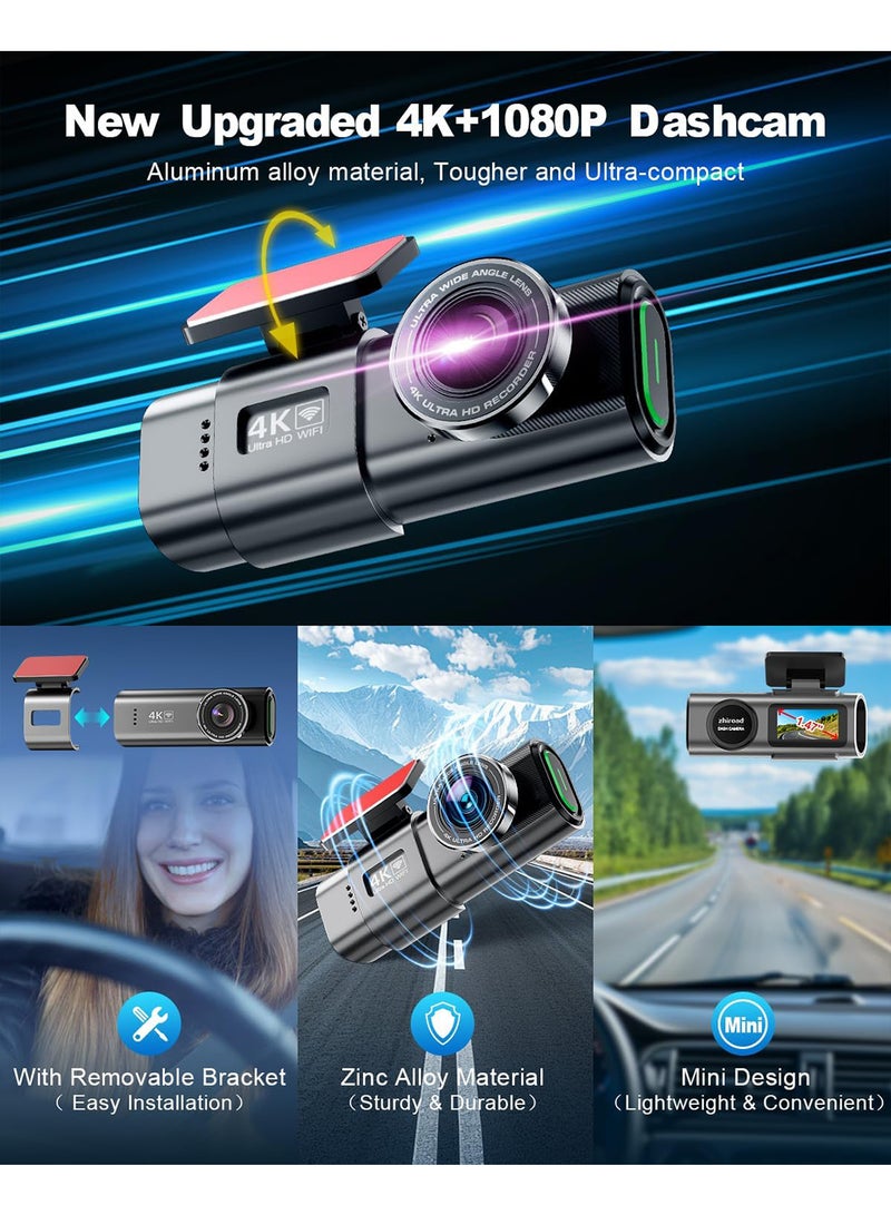 X-level 4K Dash Cam For Car 3840*2160P Dual Lens Support 1080P Rear Camera,G-Sensor, Loop Recording,WIFI GPS 24H Parking Monitoring, Night Vision, Free 32GB SD Card  - Image 5