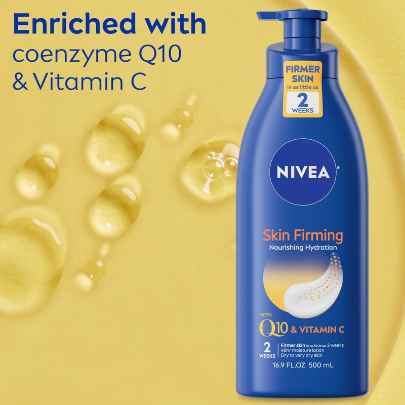 Nivea Nourishing Hydration Skin Firming Body Lotion (16.9 Fl Oz) + Skin Firming & Toning Body Gel Cream with Hyaluronic Acid (6.7 Oz), Enriched with Q10 and Vitamin C - Image 3
