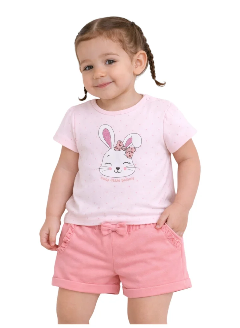 victor and jane Infant Girls’ 2-Piece Set – Bunny Face Top & Bow Detail Shorts