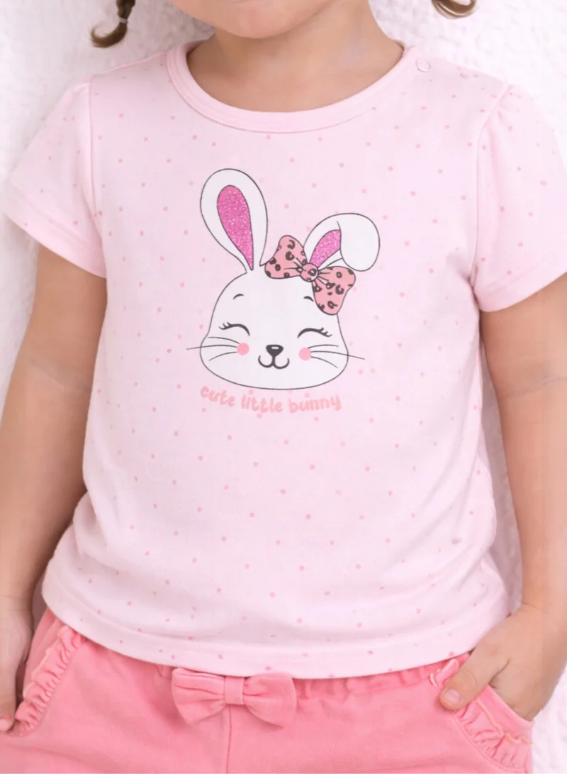 victor and jane Infant Girls’ 2-Piece Set – Bunny Face Top & Bow Detail Shorts