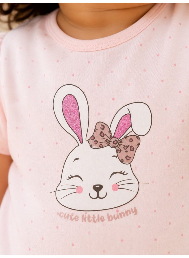 victor and jane Infant Girls’ 2-Piece Set – Bunny Face Top & Bow Detail Shorts - Image 2