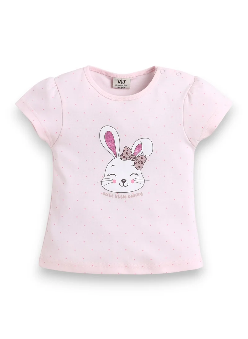 Victor And Jane New Infant Girls’ 2-Piece Set – Bunny Face Top & Bow Detail Shorts for Women | Best Price UAE