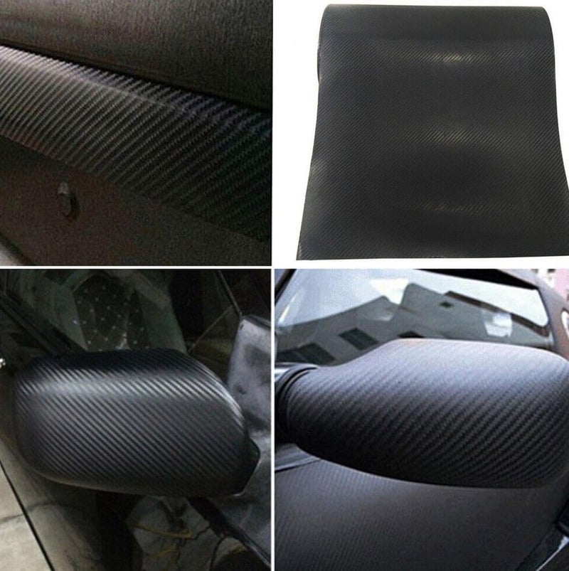 CVANU 12''x60'' 3D Black Carbon Fiber Vinyl Car Wrap Sheet Roll Film Sticker Decal - Image 2