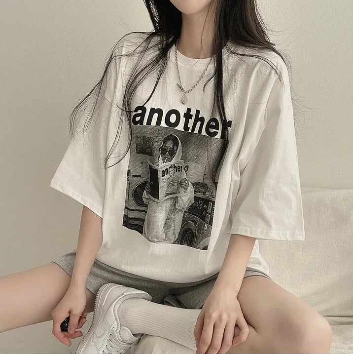Manufacturer 100% Cotton High Quality T-Shirt Women'S Short Sleeve Summer Korean Style Loose Niche Oversize Half Sleeve White - Image 1